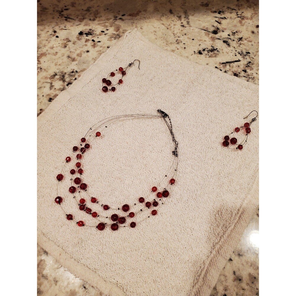 Red Necklace & Earrings